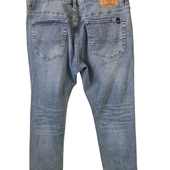 Buffalo David Bitton Women's Size 34  Blue Wide Leg Pants with Casual Fading - Picture 2 of 11